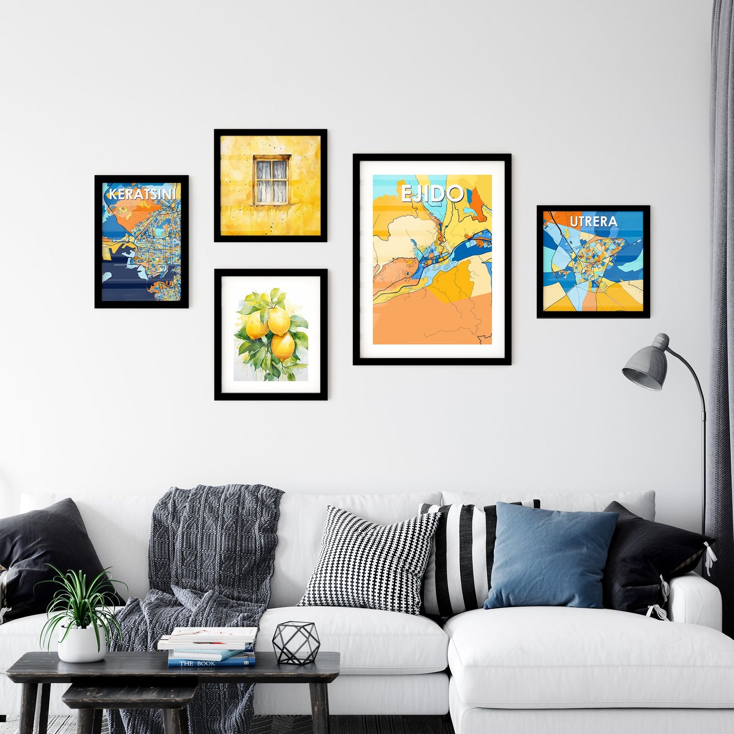 EJIDO VENEZUELA Vibrant Colorful Art Map Poster Blue Orange