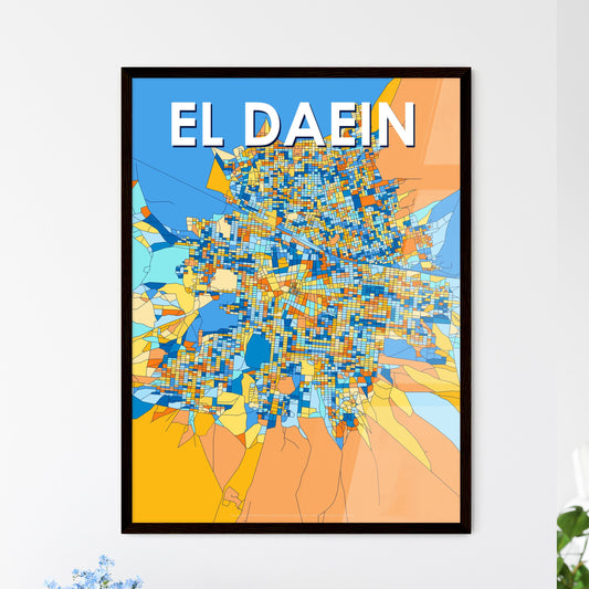 EL DAEIN SUDAN Vibrant Colorful Art Map Poster Blue Orange