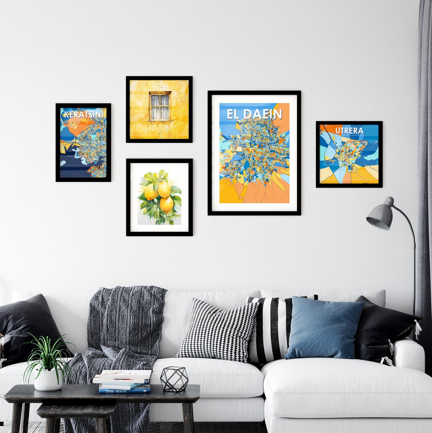 EL DAEIN SUDAN Vibrant Colorful Art Map Poster Blue Orange