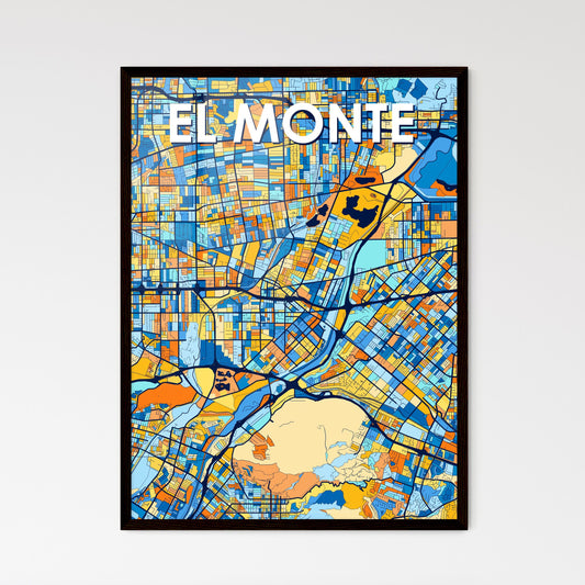 EL MONTE CALIFORNIA Vibrant Colorful Art Map Poster Blue Orange