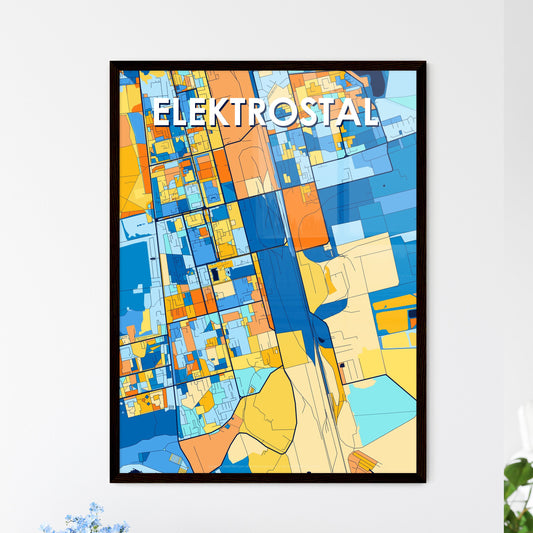 ELEKTROSTAL RUSSIA Vibrant Colorful Art Map Poster Blue Orange