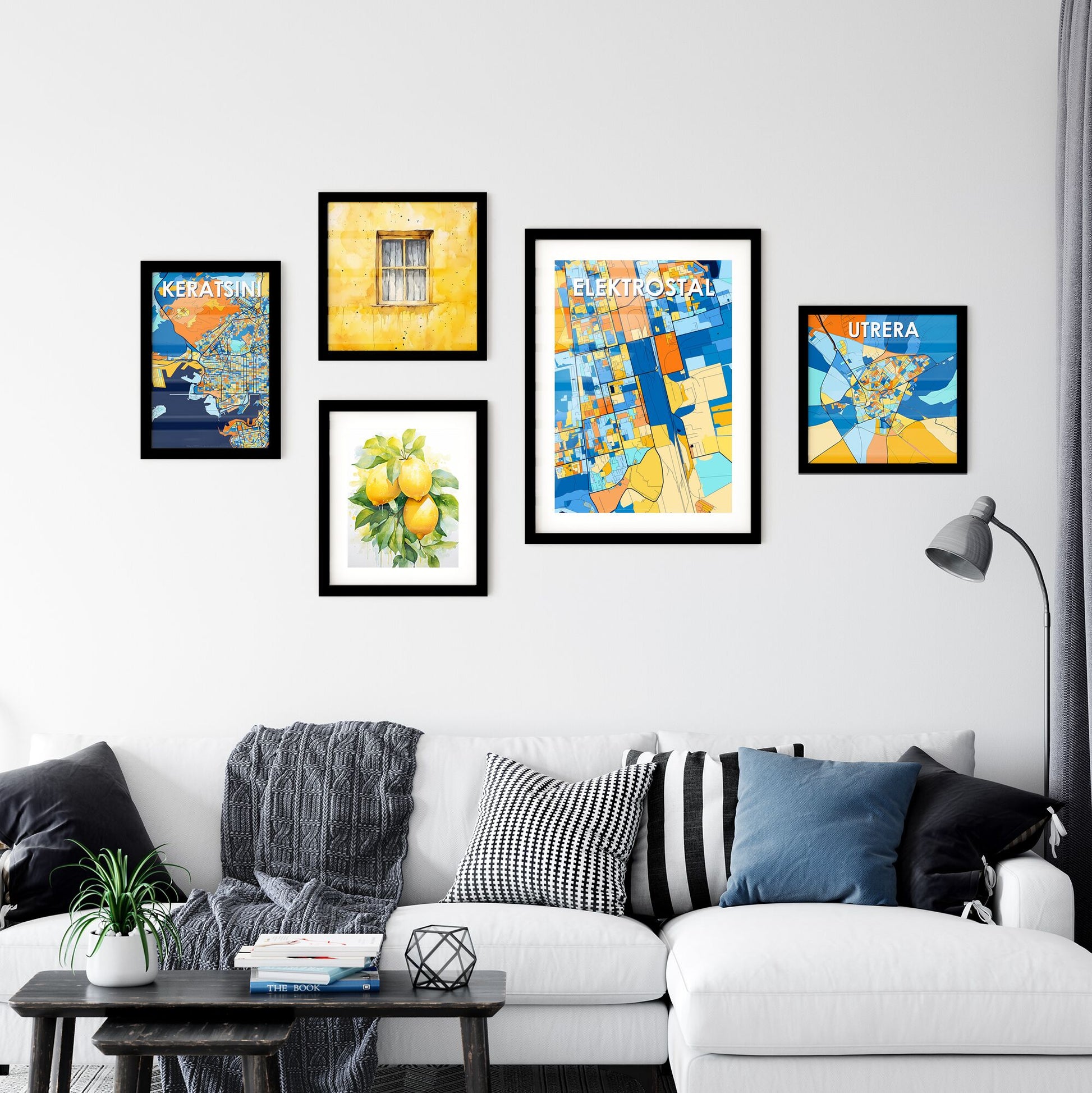 ELEKTROSTAL RUSSIA Vibrant Colorful Art Map Poster Blue Orange