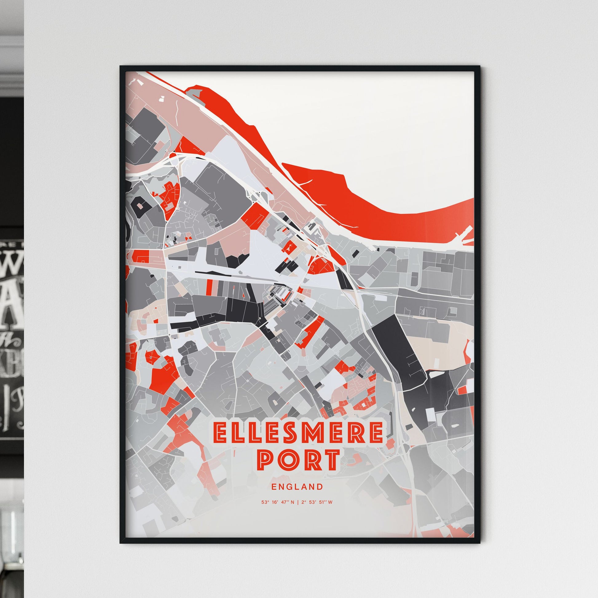 Colorful Ellesmere Port England Fine Art Map Modern Expressive