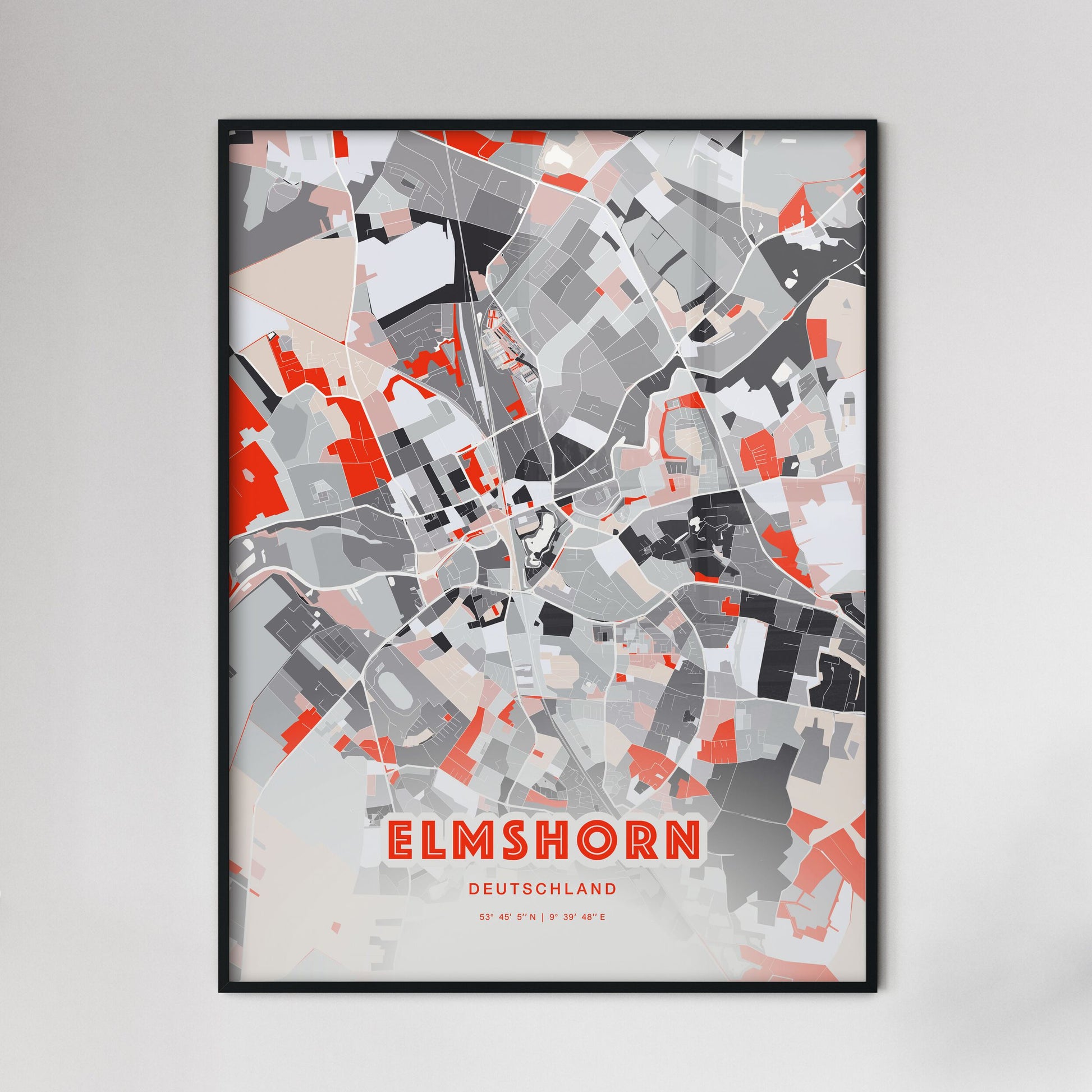 Colorful Elmshorn Germany Fine Art Map Modern Expressive