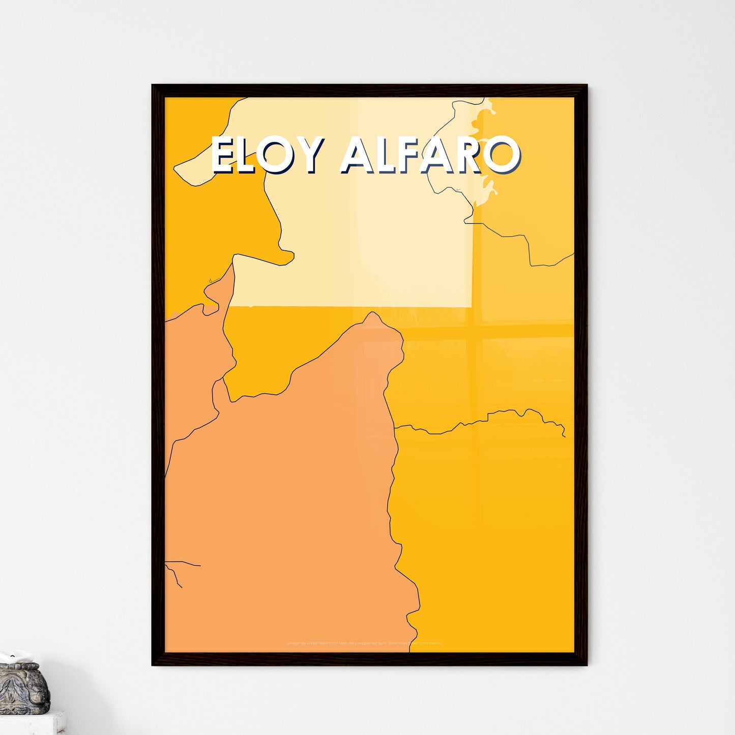 ELOY ALFARO ECUADOR Vibrant Colorful Art Map Poster Blue Orange