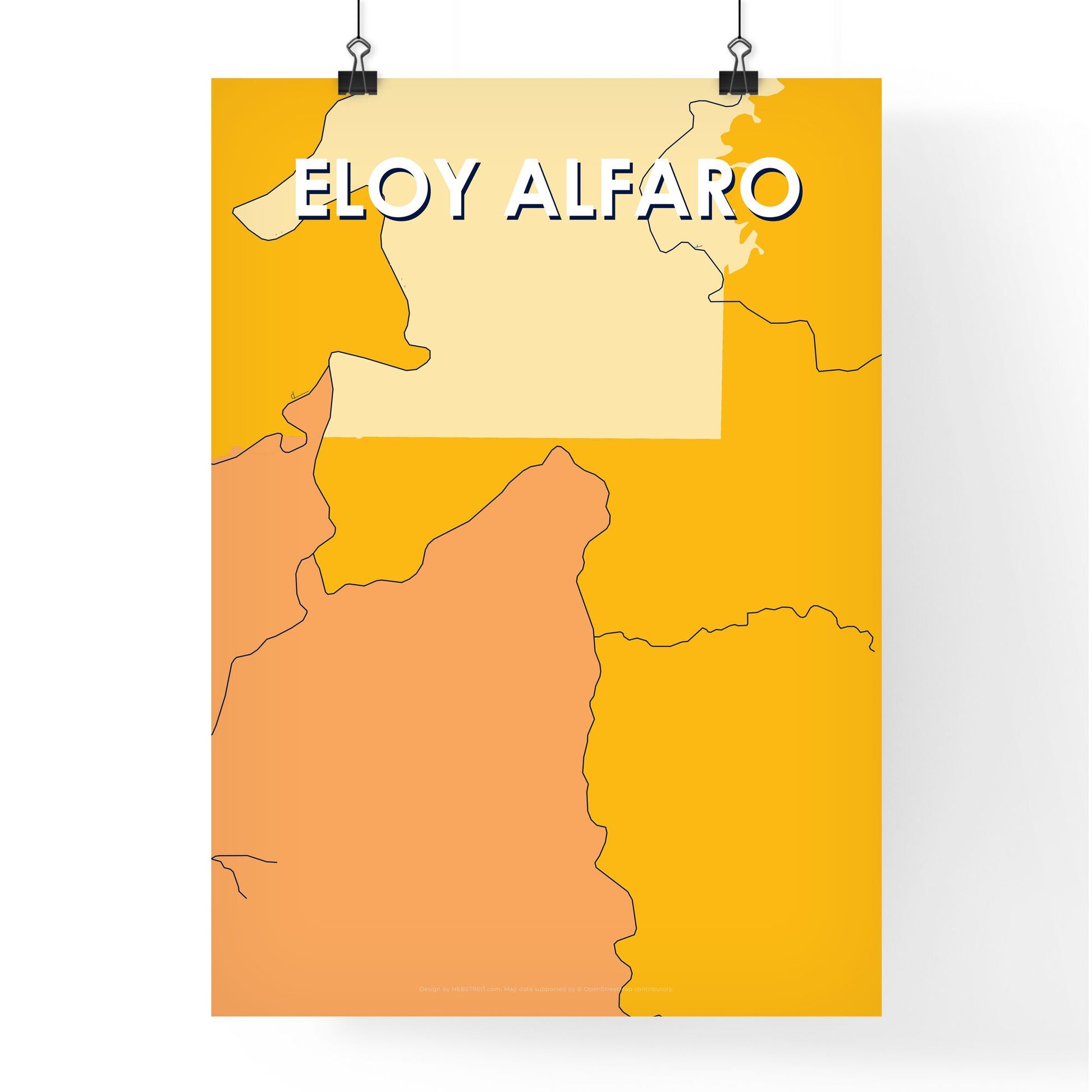 ELOY ALFARO ECUADOR Vibrant Colorful Art Map Poster Blue Orange