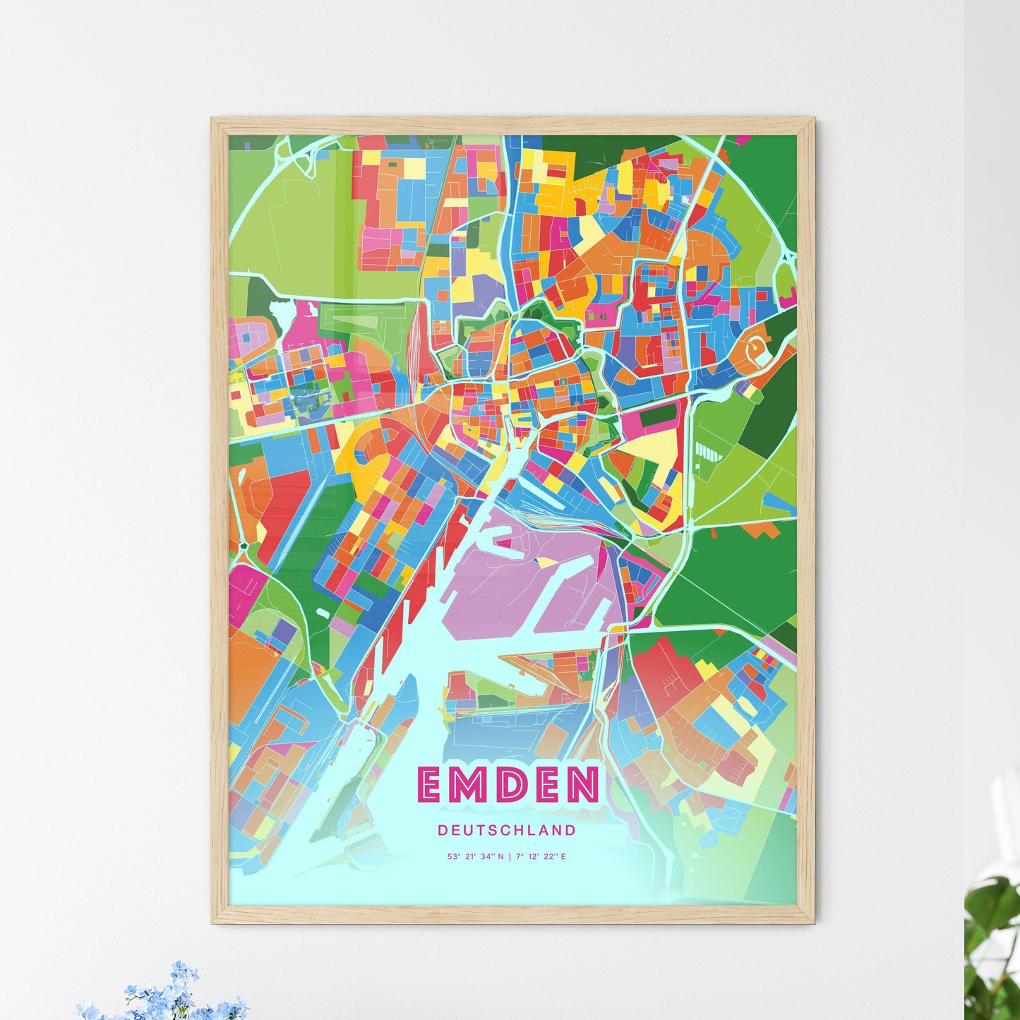 Colorful Emden Germany Fine Art Map Crazy Colors
