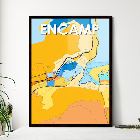 ENCAMP ANDORRA Vibrant Colorful Art Map Poster Blue Orange