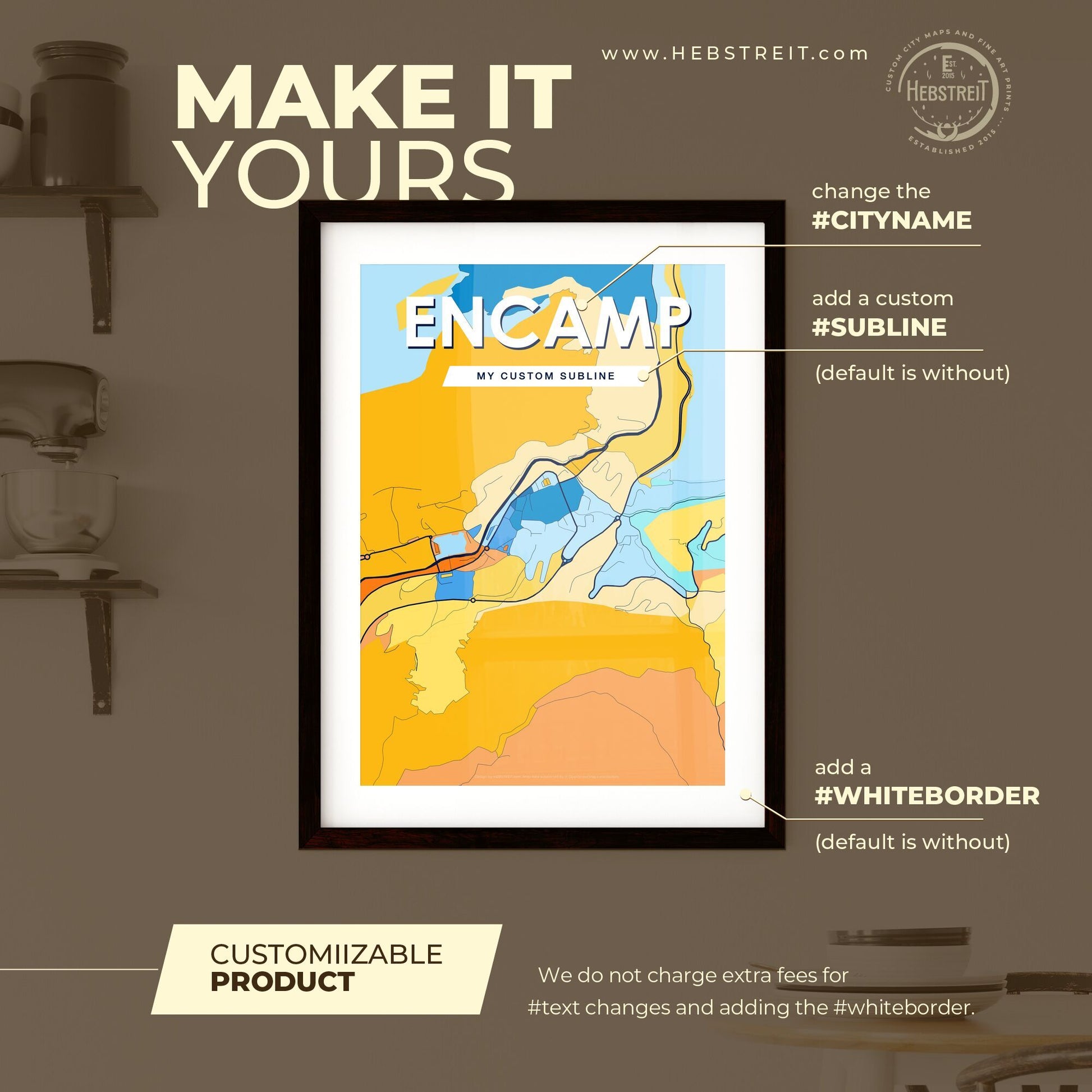 ENCAMP ANDORRA Vibrant Colorful Art Map Poster Blue Orange