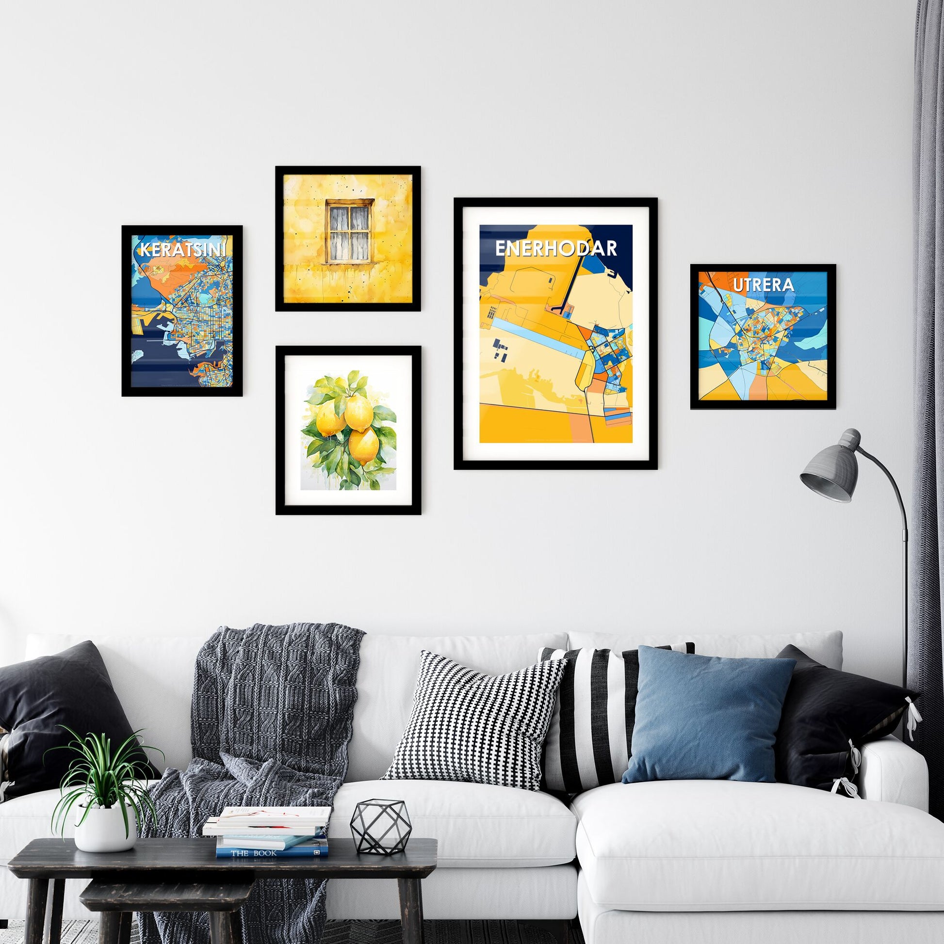 ENERHODAR UKRAINE Vibrant Colorful Art Map Poster Blue Orange