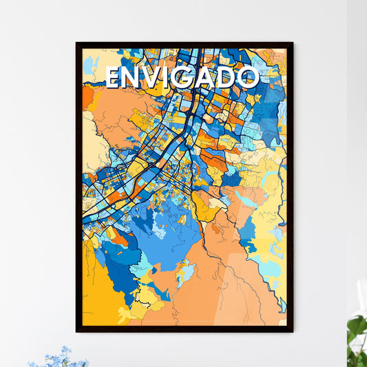 ENVIGADO COLOMBIA Vibrant Colorful Art Map Poster Blue Orange