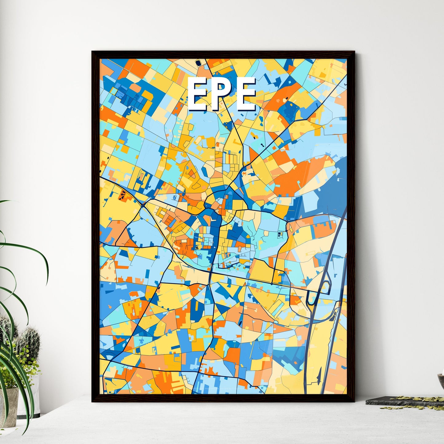 EPE NETHERLANDS Vibrant Colorful Art Map Poster Blue Orange