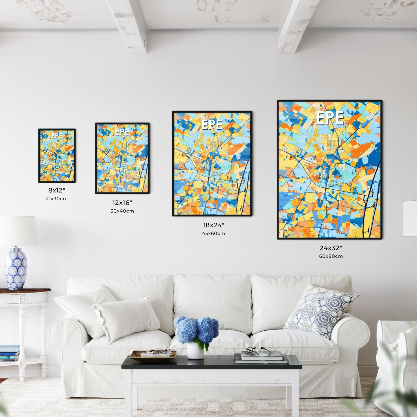 EPE NETHERLANDS Vibrant Colorful Art Map Poster Blue Orange