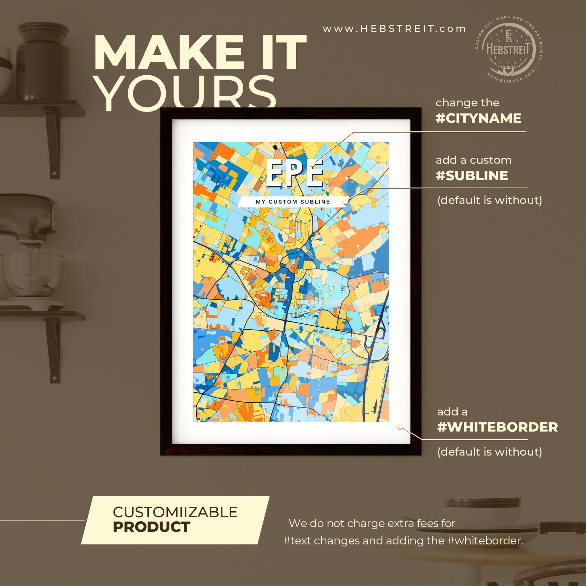 EPE NETHERLANDS Vibrant Colorful Art Map Poster Blue Orange