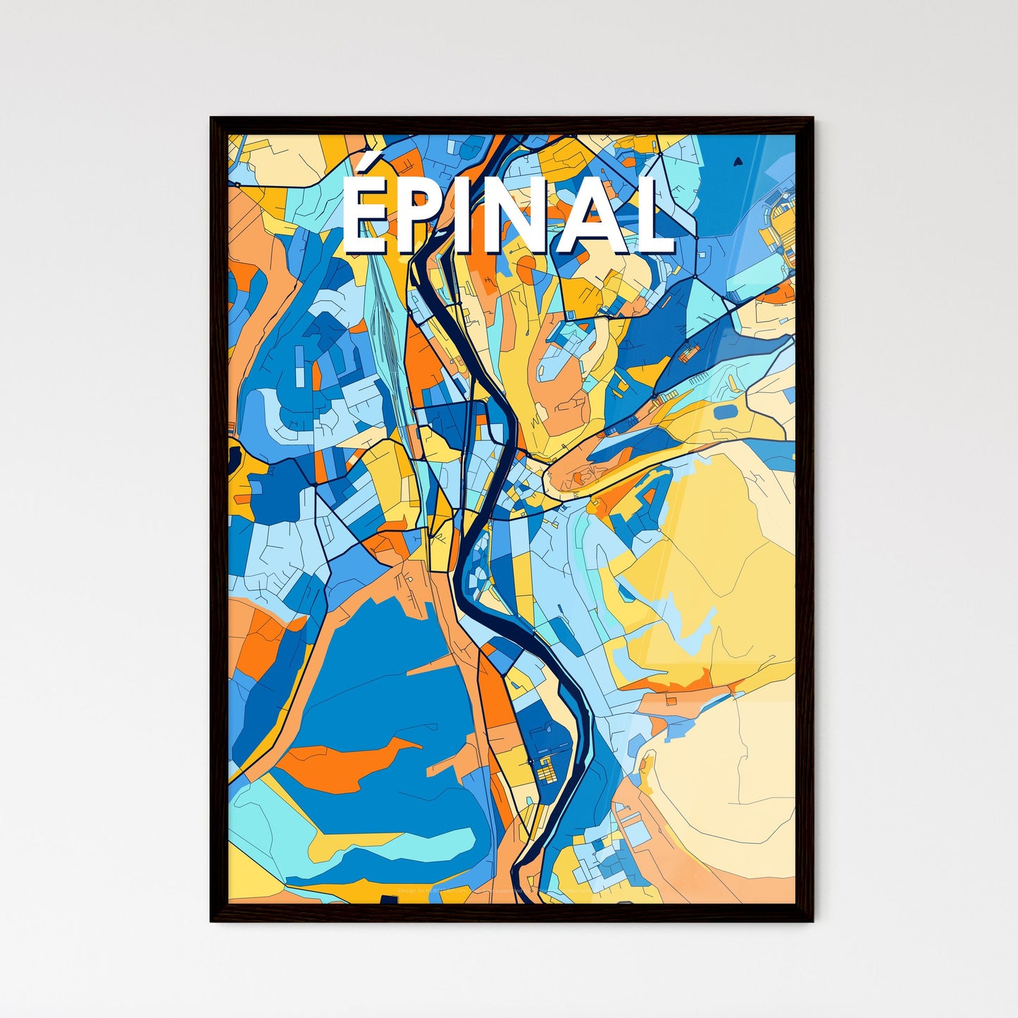 ÉPINAL FRANCE Vibrant Colorful Art Map Poster Blue Orange