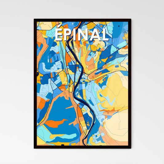 ÉPINAL FRANCE Vibrant Colorful Art Map Poster Blue Orange