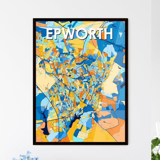 EPWORTH ZIMBABWE Vibrant Colorful Art Map Poster Blue Orange