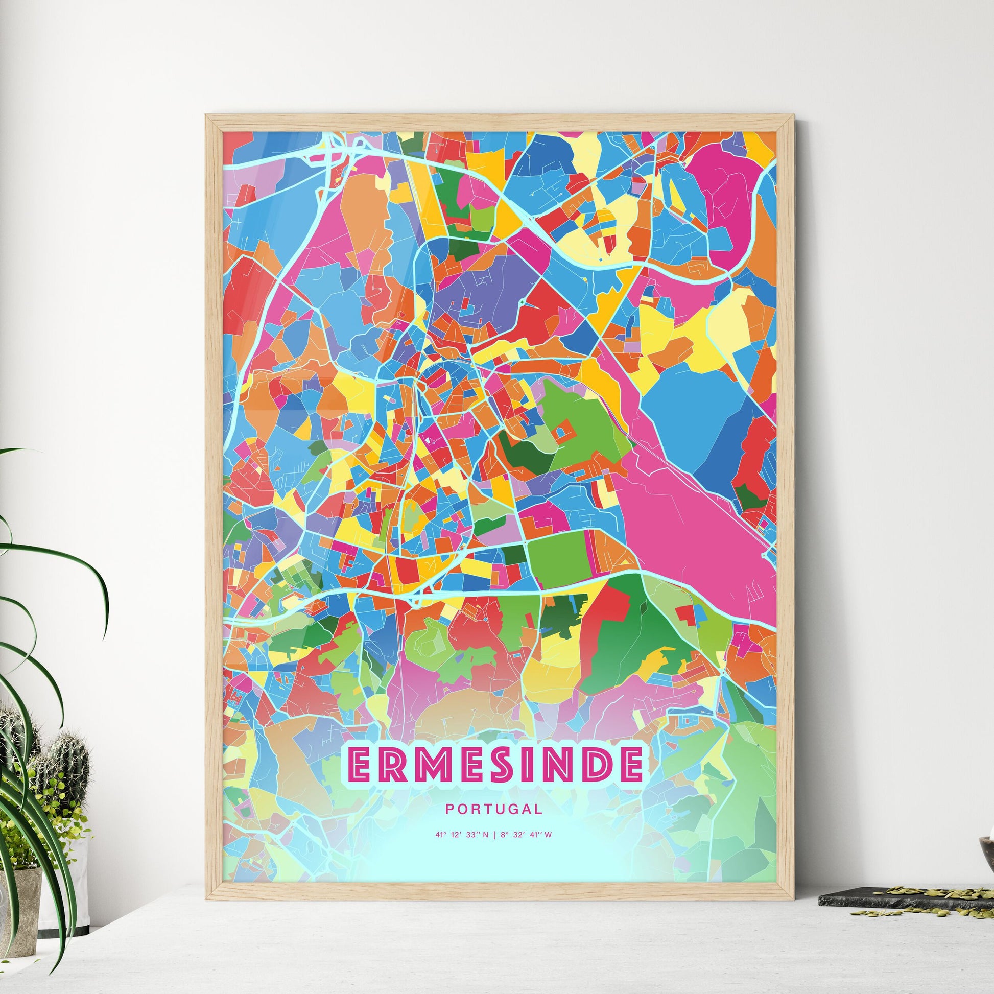 Colorful Ermesinde Portugal Fine Art Map Crazy Colors