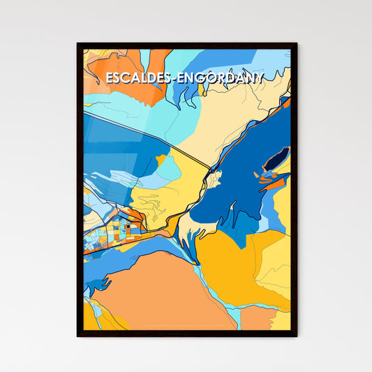 ESCALDES-ENGORDANY ANDORRA Vibrant Colorful Art Map Poster Blue Orange