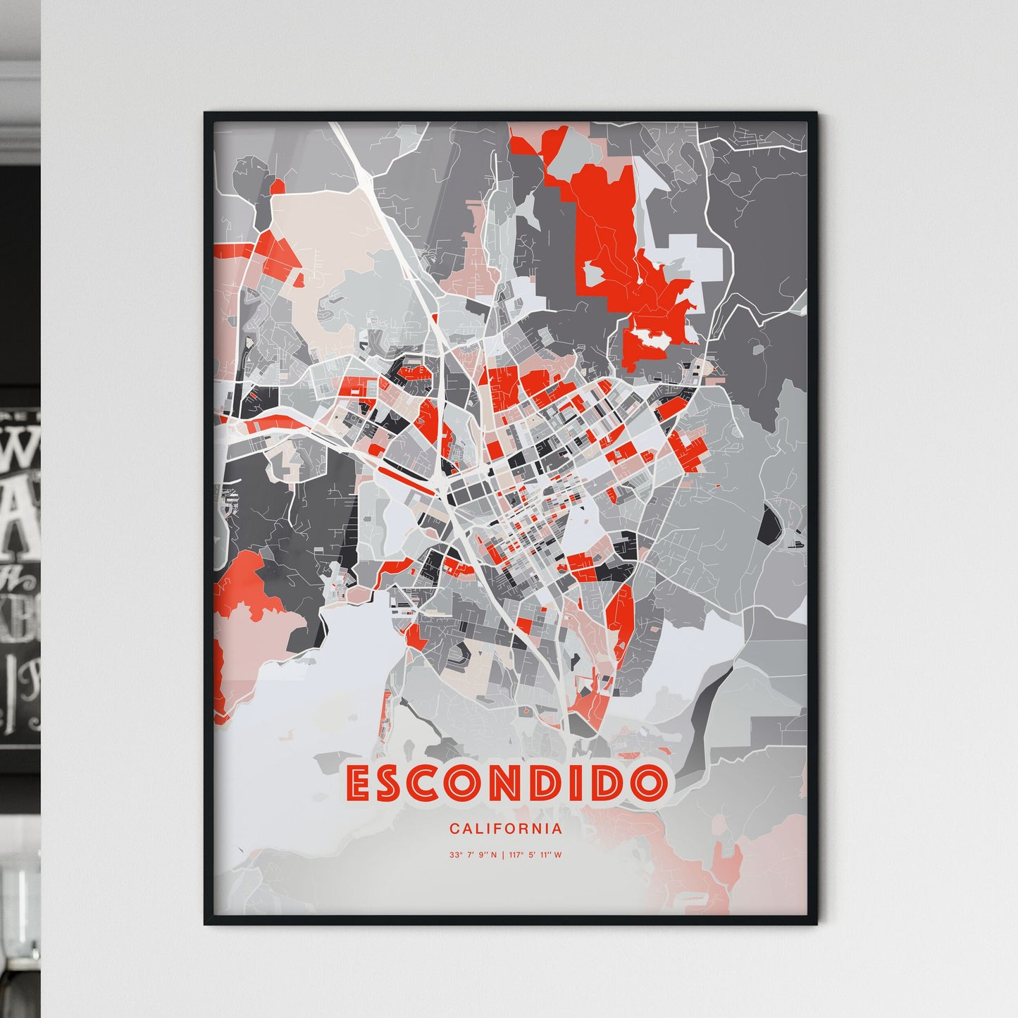 Colorful Escondido California Fine Art Map Modern Expressive