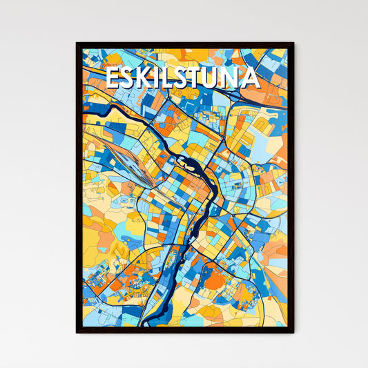 ESKILSTUNA SWEDEN Vibrant Colorful Art Map Poster Blue Orange