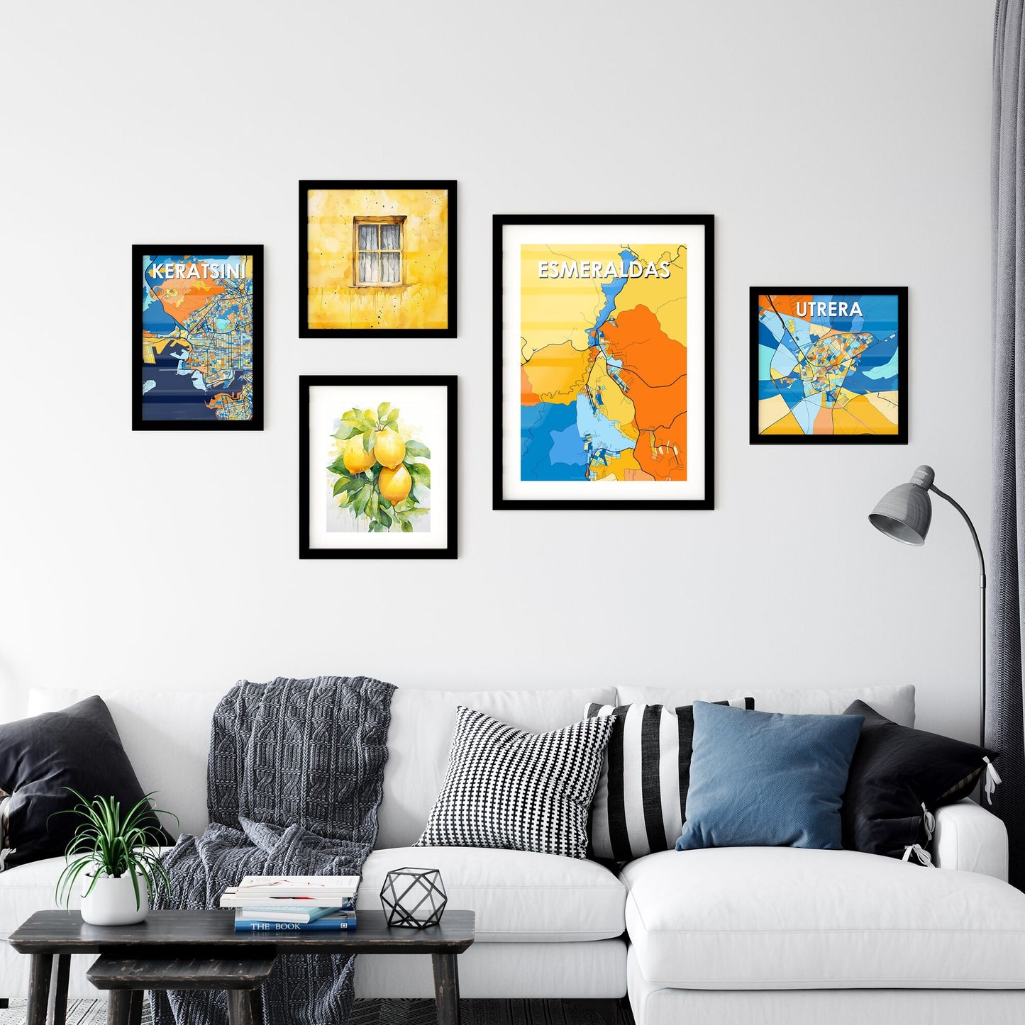 ESMERALDAS BRAZIL Vibrant Colorful Art Map Poster Blue Orange
