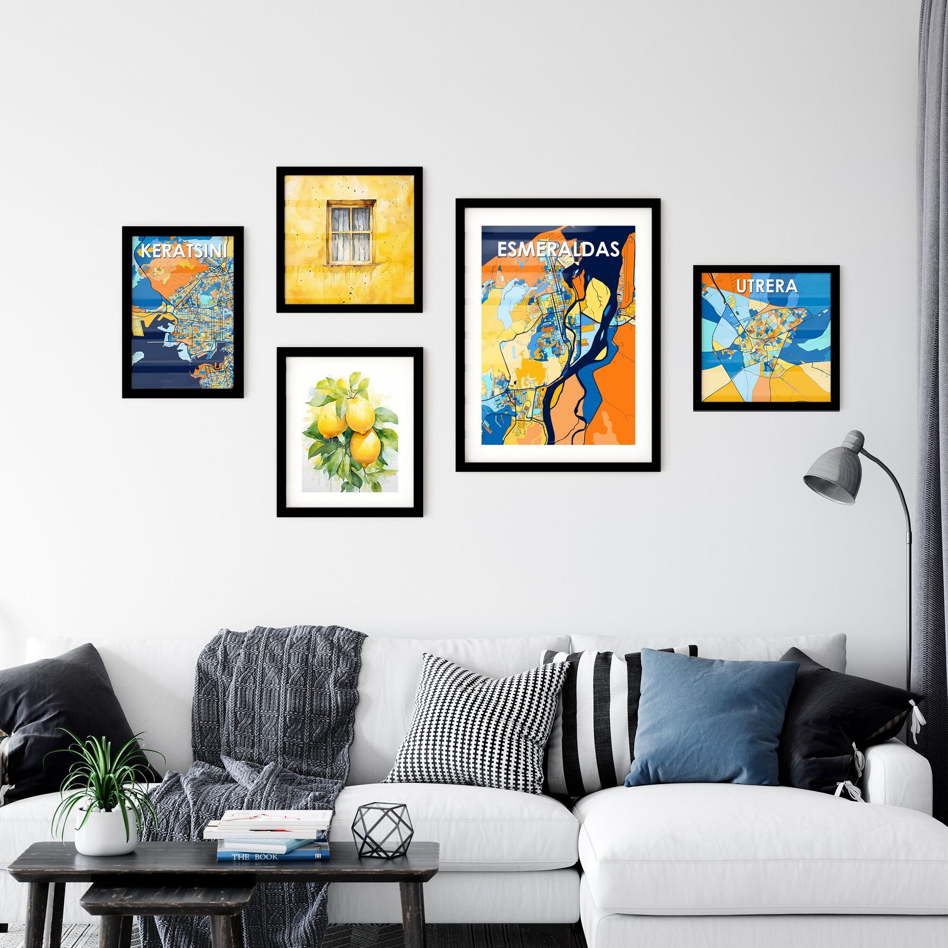 ESMERALDAS ECUADOR Vibrant Colorful Art Map Poster Blue Orange
