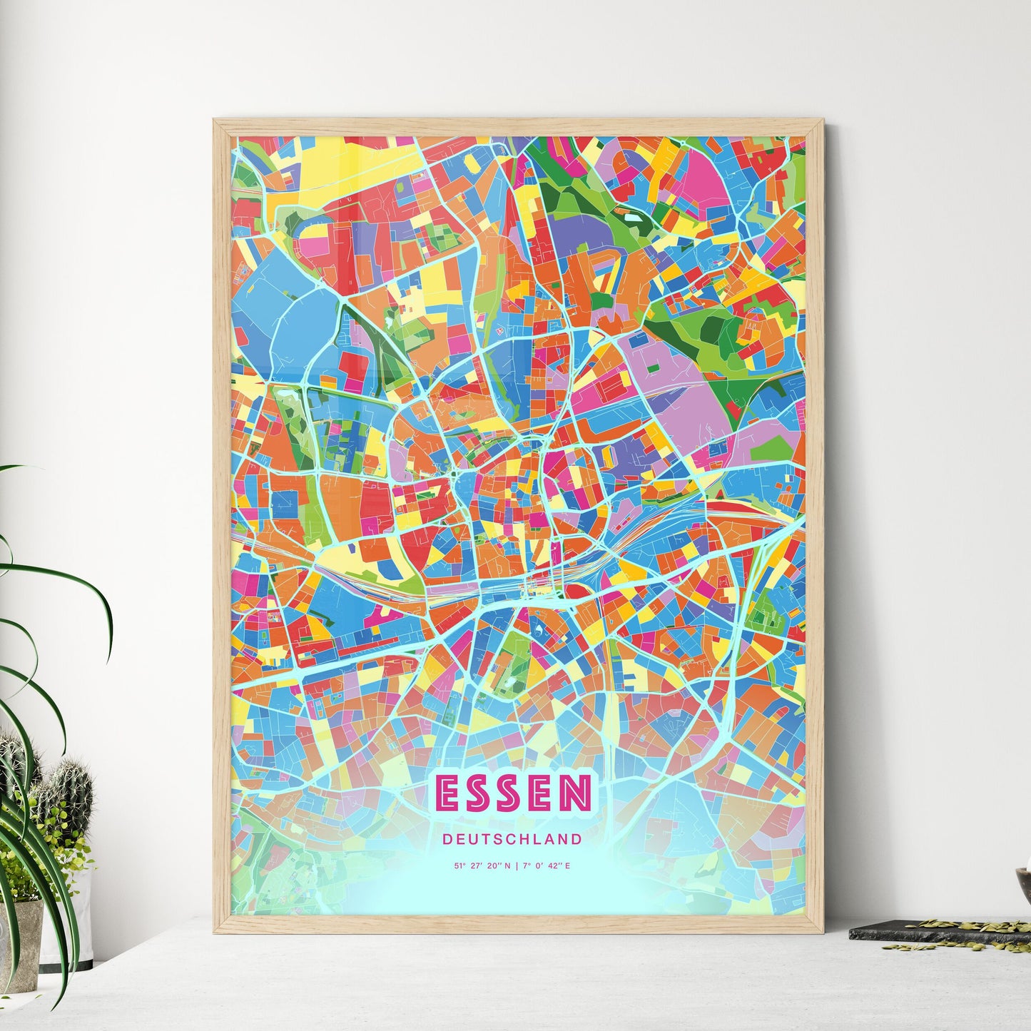 Colorful Essen Germany Fine Art Map Crazy Colors