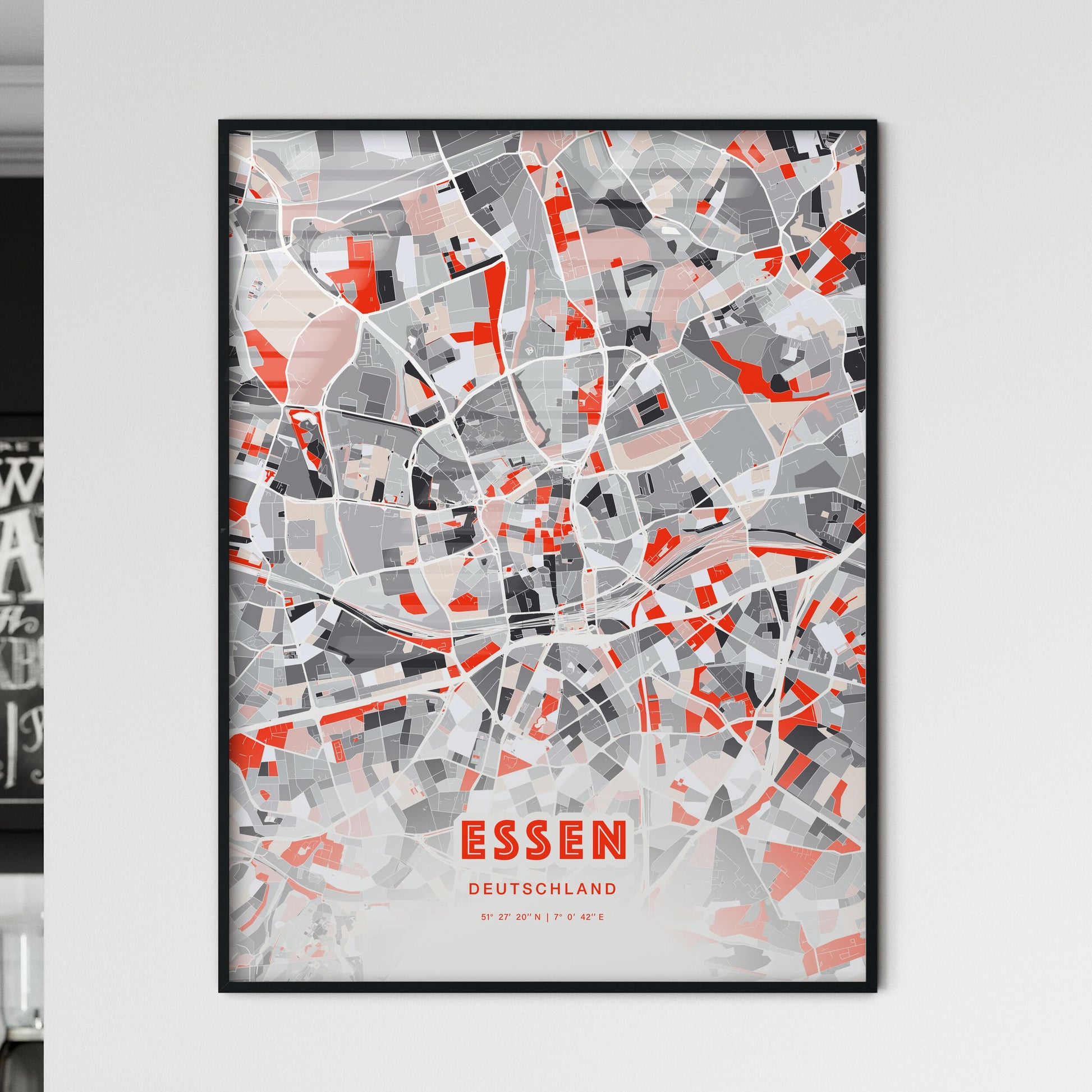 Colorful Essen Germany Fine Art Map Modern Expressive