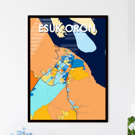 ESUK ORON NIGERIA Vibrant Colorful Art Map Poster Blue Orange