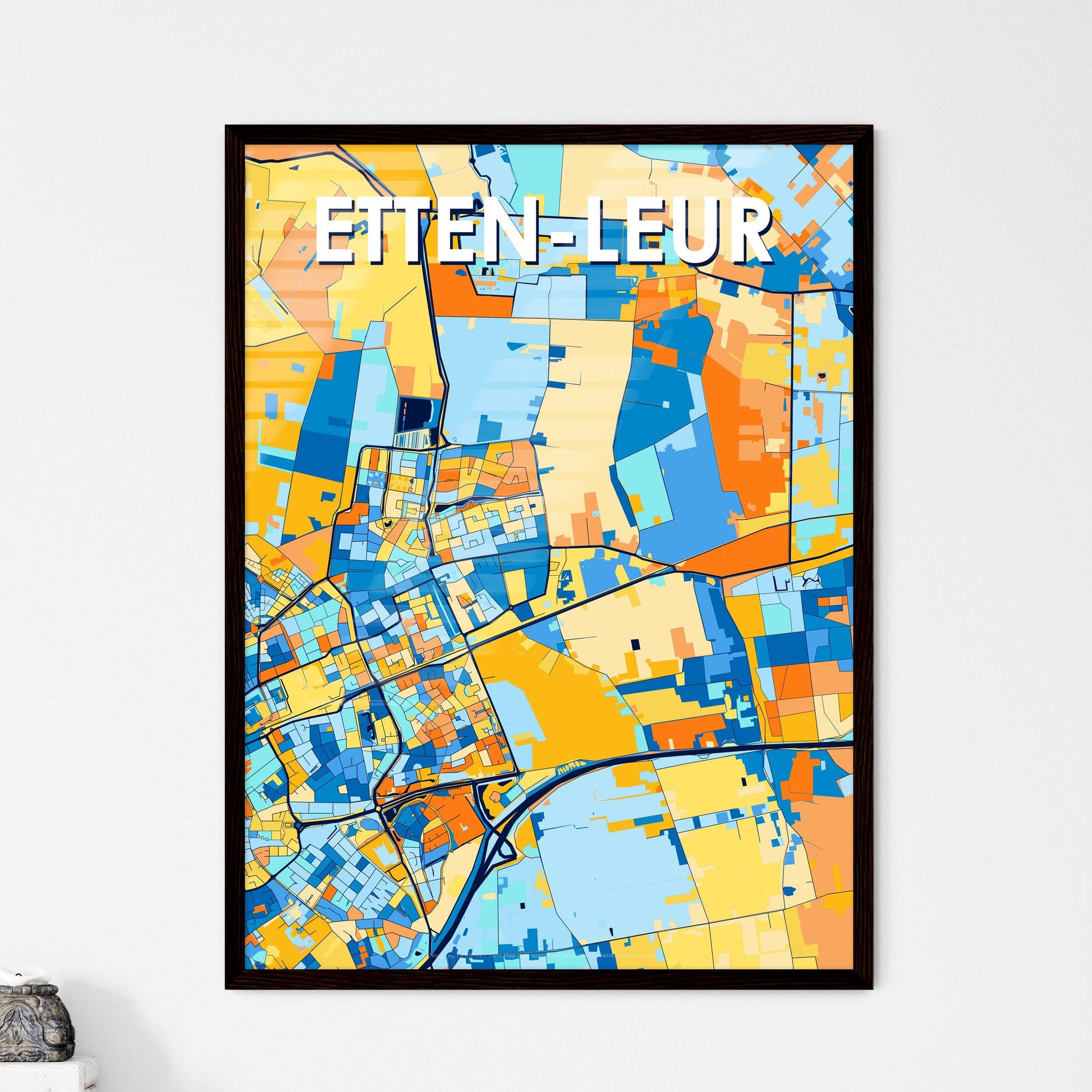 ETTEN-LEUR NETHERLANDS Vibrant Colorful Art Map Poster Blue Orange