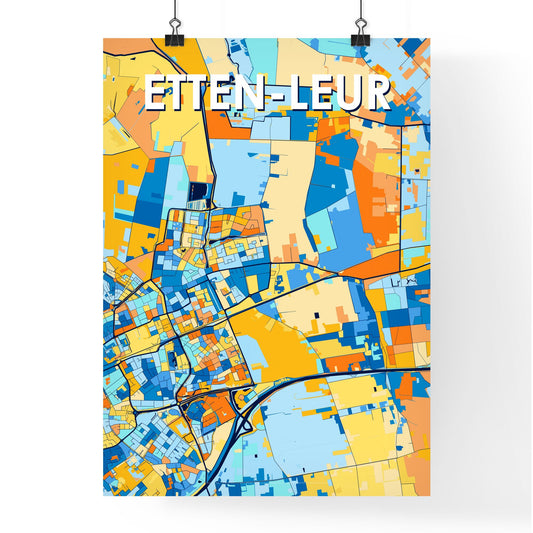 ETTEN-LEUR NETHERLANDS Vibrant Colorful Art Map Poster Blue Orange