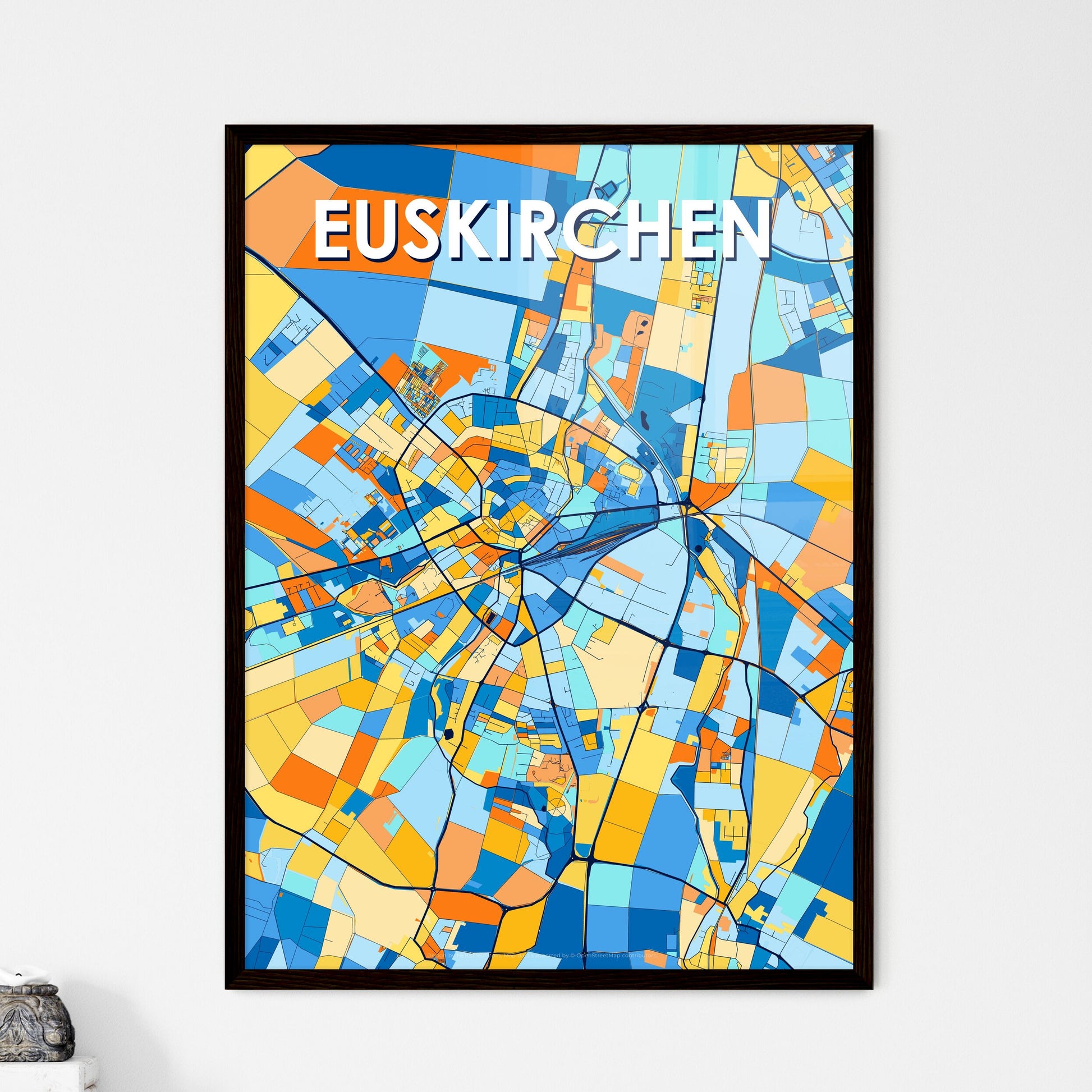 EUSKIRCHEN GERMANY Vibrant Colorful Art Map Poster Blue Orange