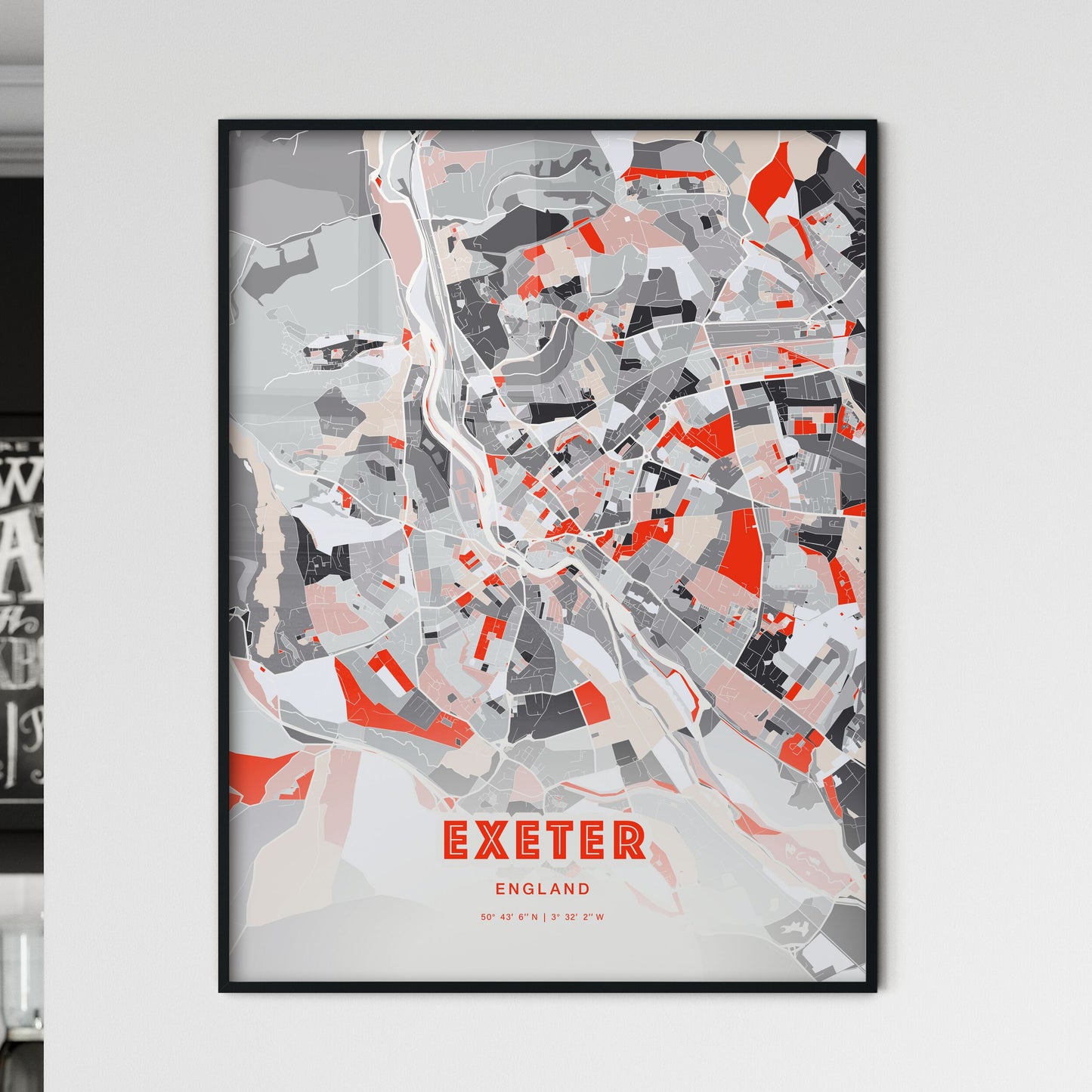 Colorful Exeter England Fine Art Map Modern Expressive