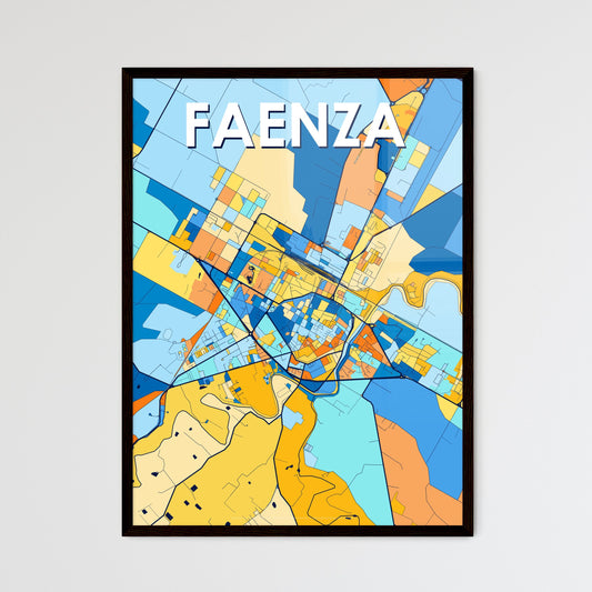 FAENZA ITALY Vibrant Colorful Art Map Poster Blue Orange