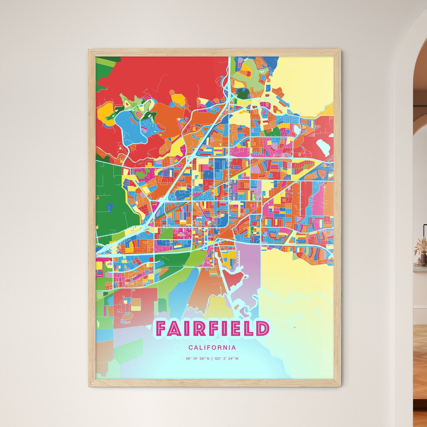 Colorful Fairfield California Fine Art Map Crazy Colors