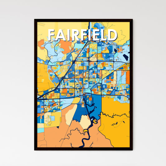 FAIRFIELD CALIFORNIA Vibrant Colorful Art Map Poster Blue Orange