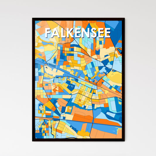 FALKENSEE GERMANY Vibrant Colorful Art Map Poster Blue Orange