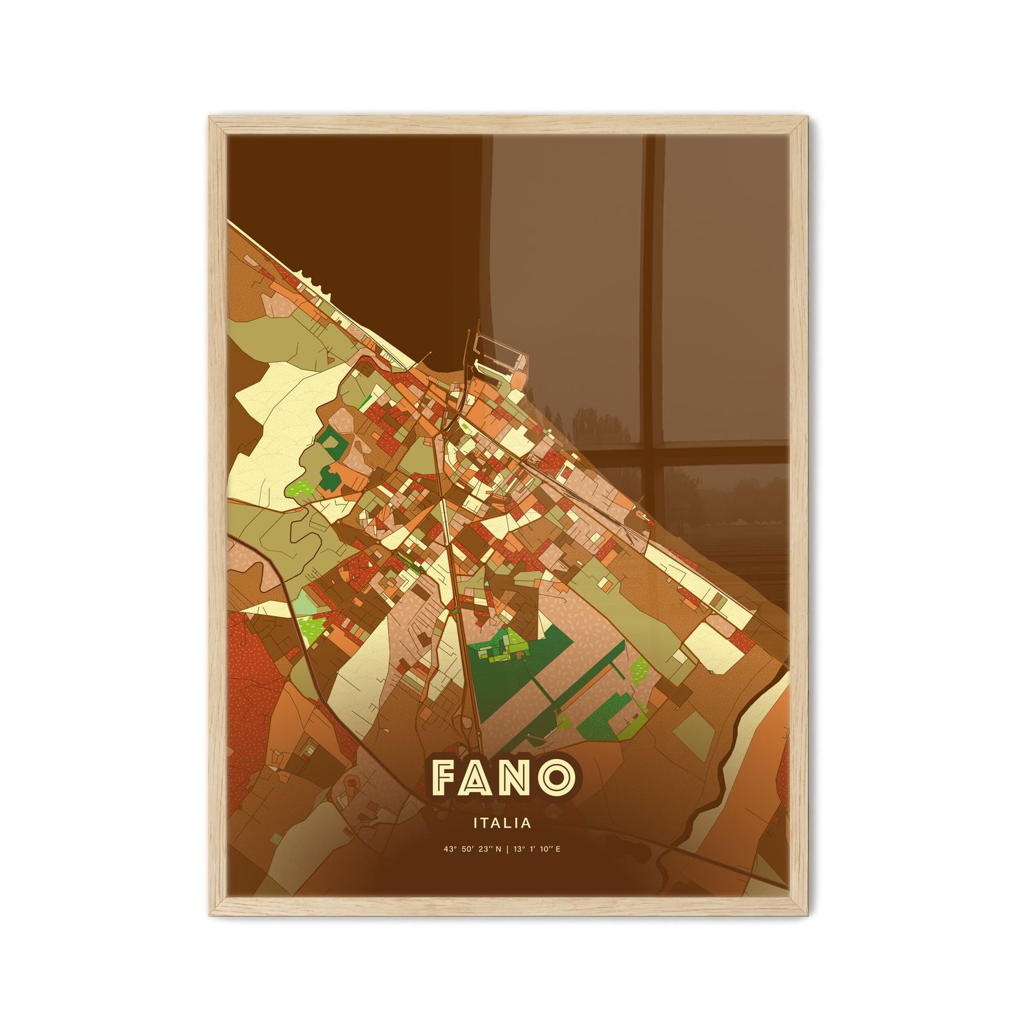 Colorful Fano Italy Fine Art Map Farmhouse
