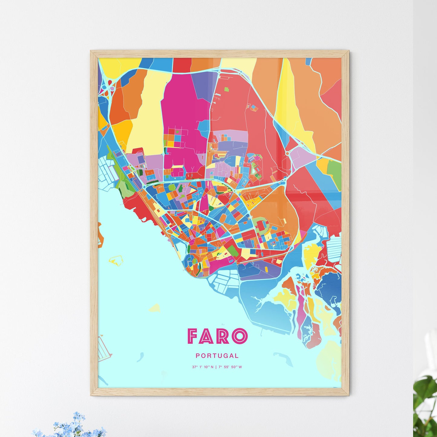 Colorful Faro Portugal Fine Art Map Crazy Colors