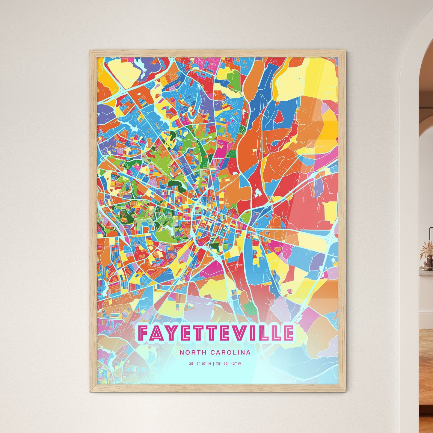 Colorful Fayetteville North Carolina Fine Art Map Crazy Colors