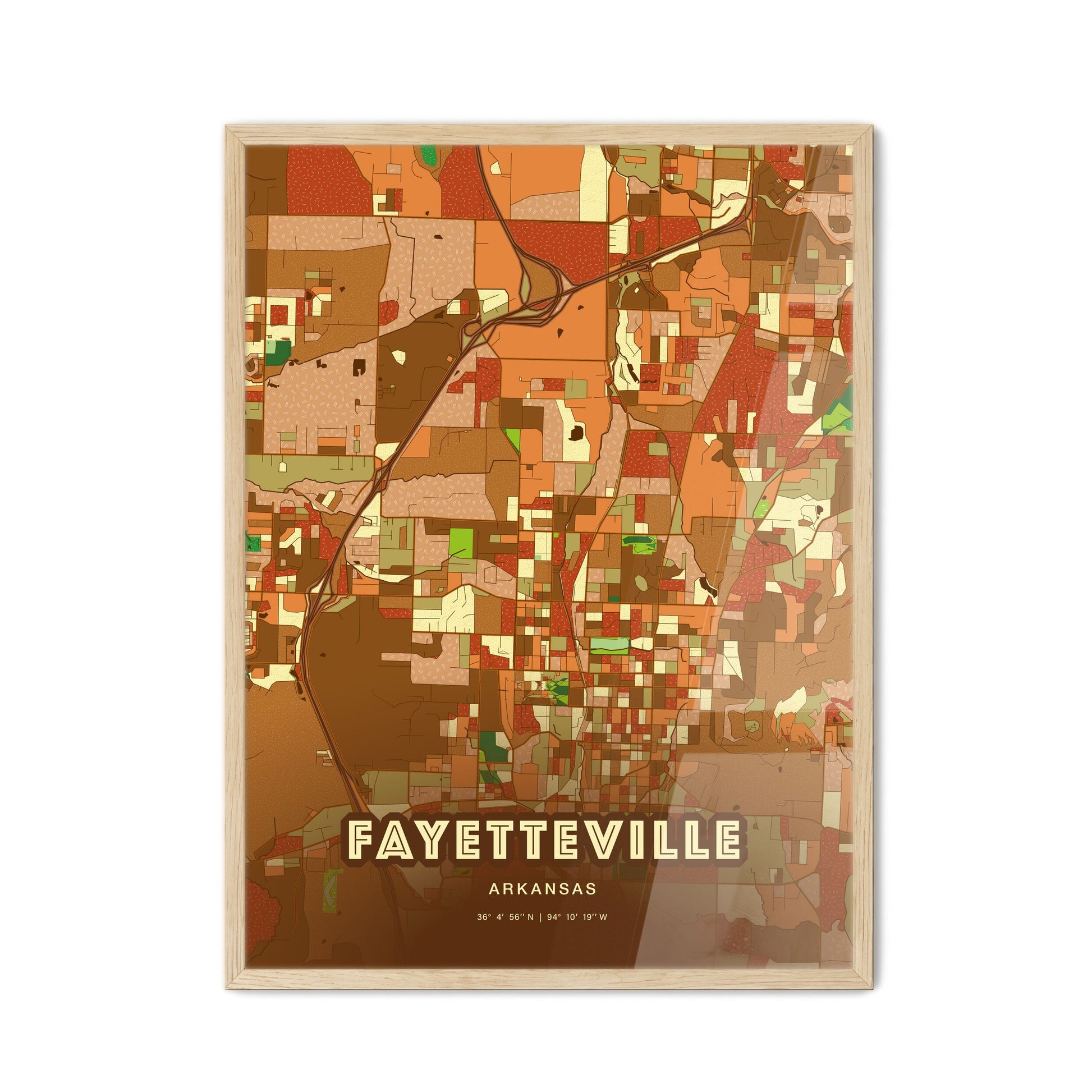 Colorful Fayetteville Arkansas Fine Art Map Farmhouse