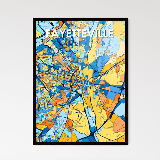 FAYETTEVILLE NORTH CAROLINA Vibrant Colorful Art Map Poster Blue Orange