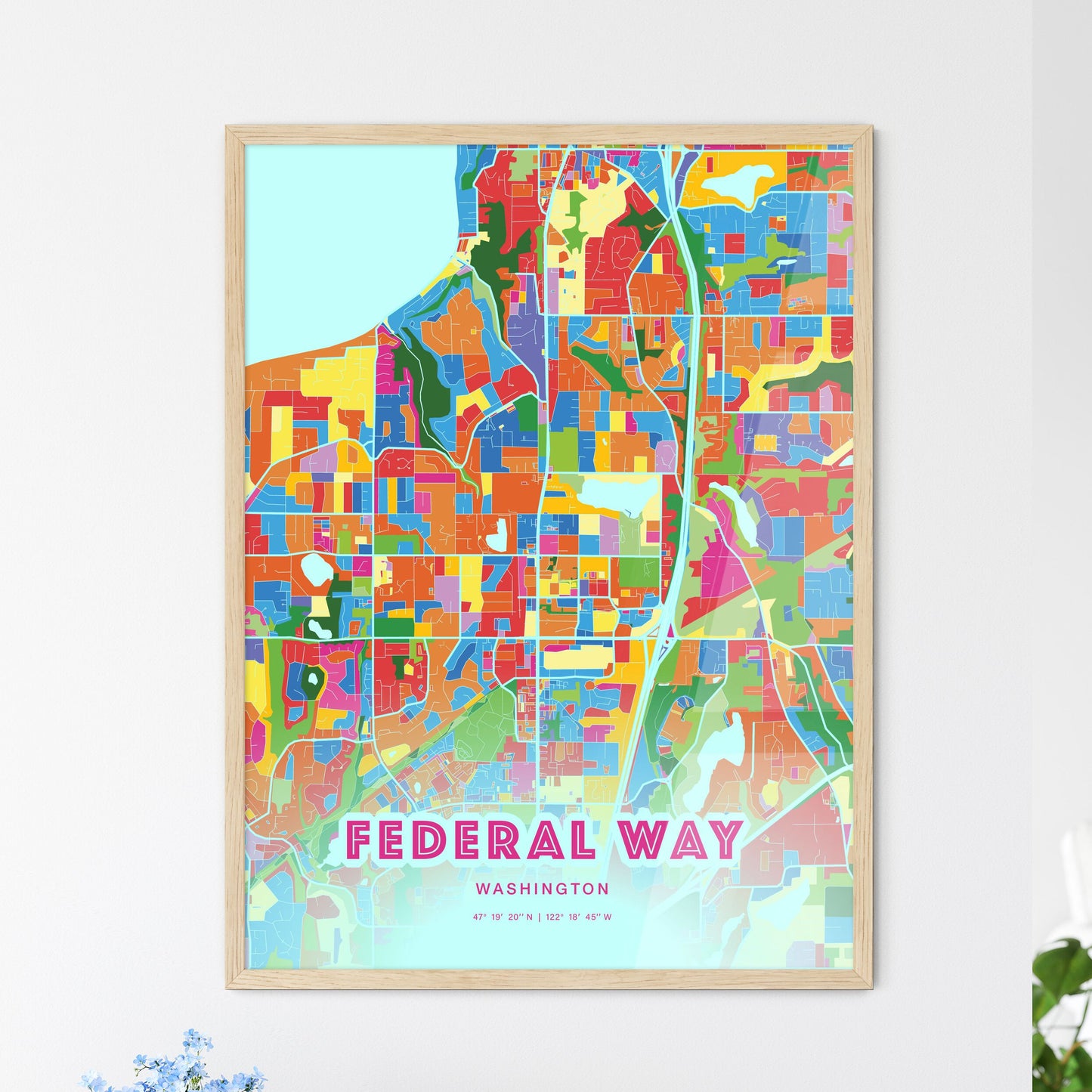 Colorful Federal Way Washington Fine Art Map Crazy Colors