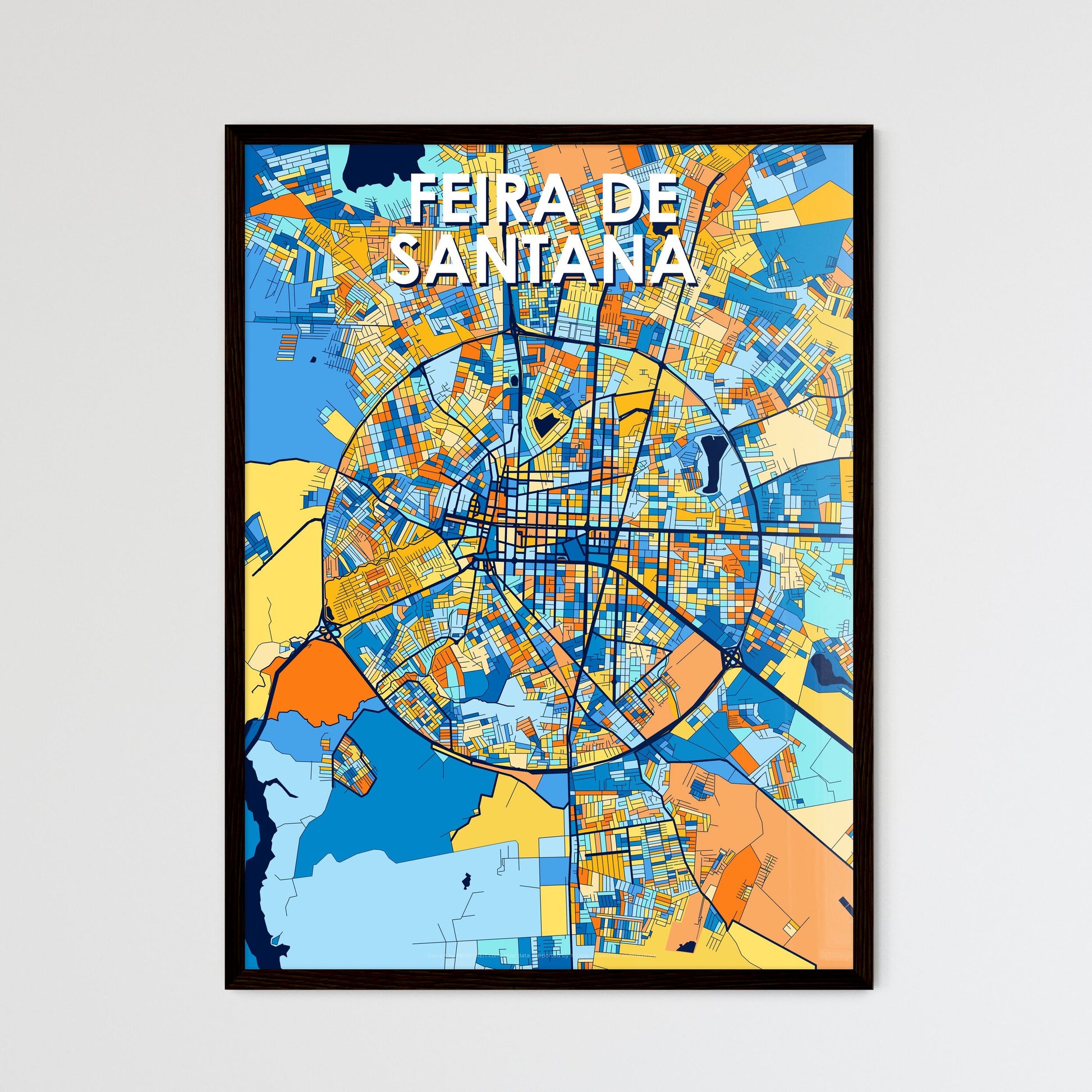 FEIRA DE SANTANA BRAZIL Vibrant Colorful Art Map Poster Blue Orange