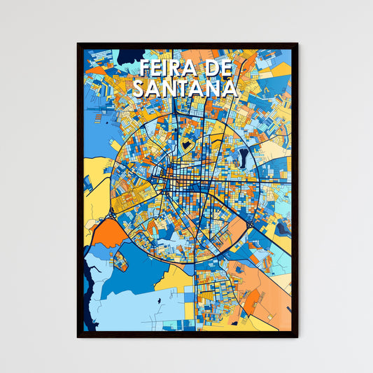 FEIRA DE SANTANA BRAZIL Vibrant Colorful Art Map Poster Blue Orange