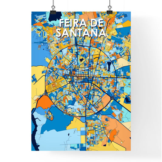 FEIRA DE SANTANA BRAZIL Vibrant Colorful Art Map Poster Blue Orange