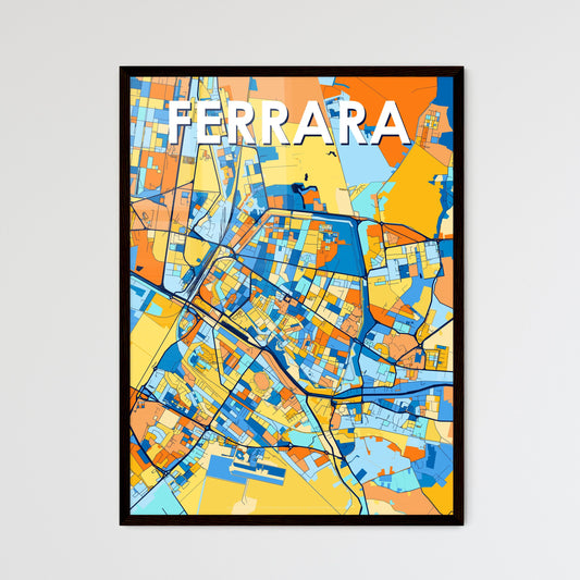 FERRARA ITALY Vibrant Colorful Art Map Poster Blue Orange