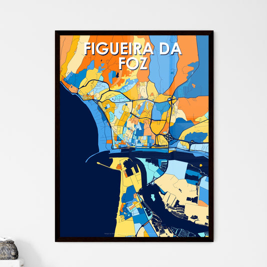 FIGUEIRA DA FOZ PORTUGAL Vibrant Colorful Art Map Poster Blue Orange