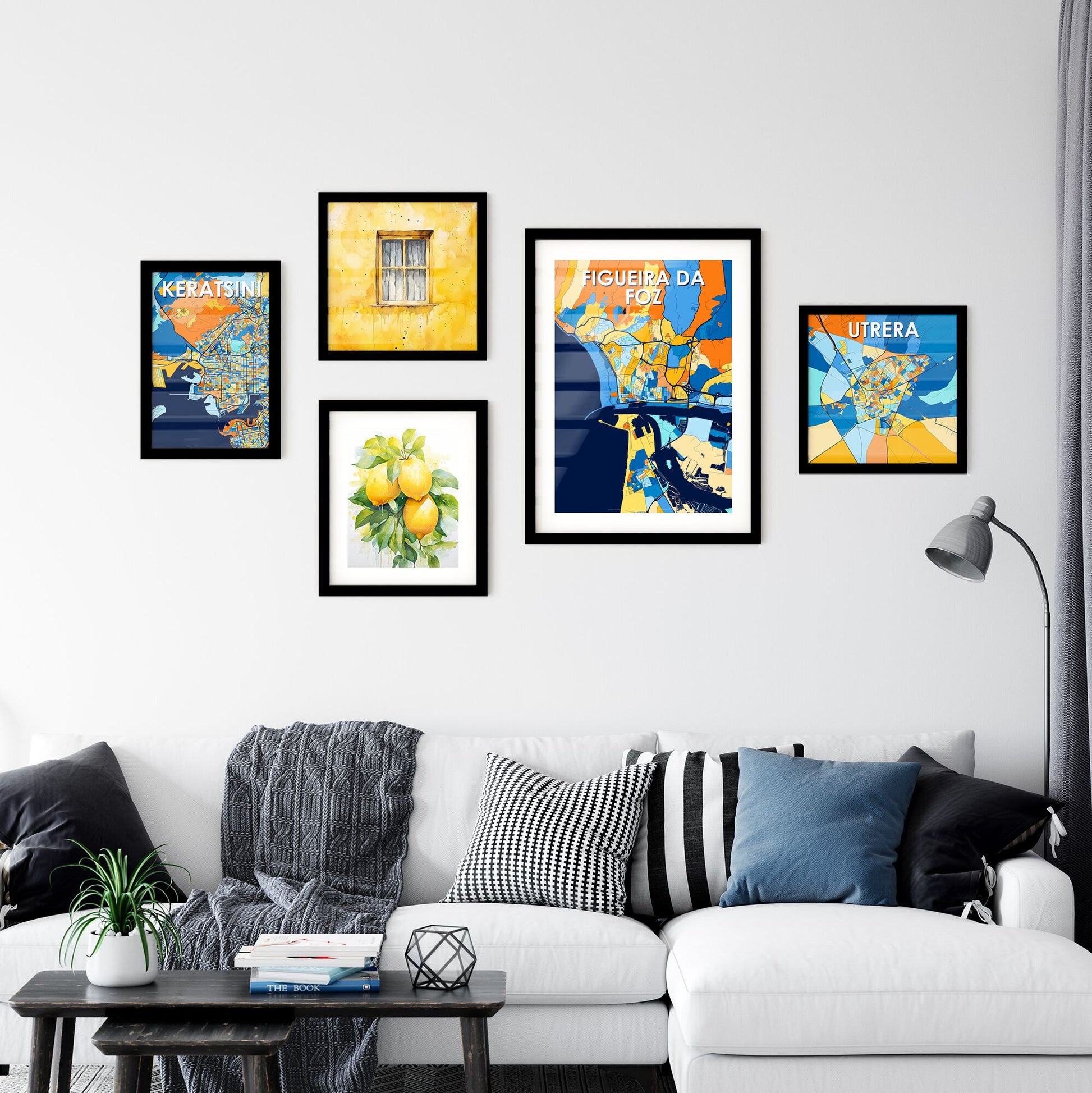 FIGUEIRA DA FOZ PORTUGAL Vibrant Colorful Art Map Poster Blue Orange